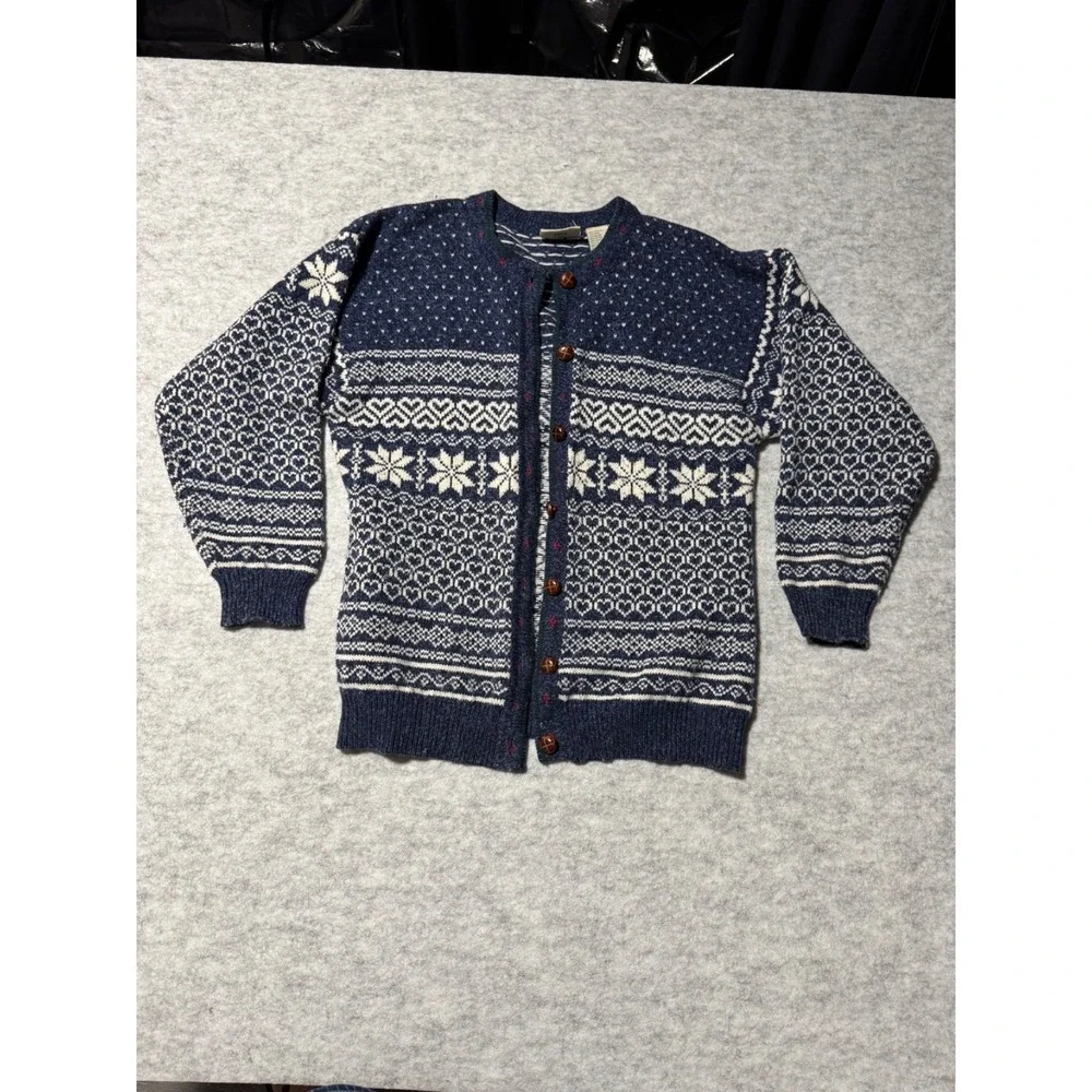 Vintage Northern Reflections Fair Isle Nordic Cardigan Sweater Womens Small Peti